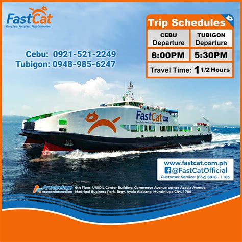 Cebu to Tubigon and v.v.: FastCat Schedule, Fare .